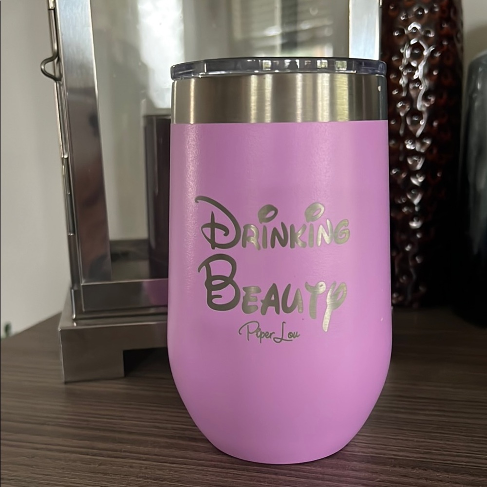 Drinking Beauty 15oz Laser Etched Wine Cup NEW